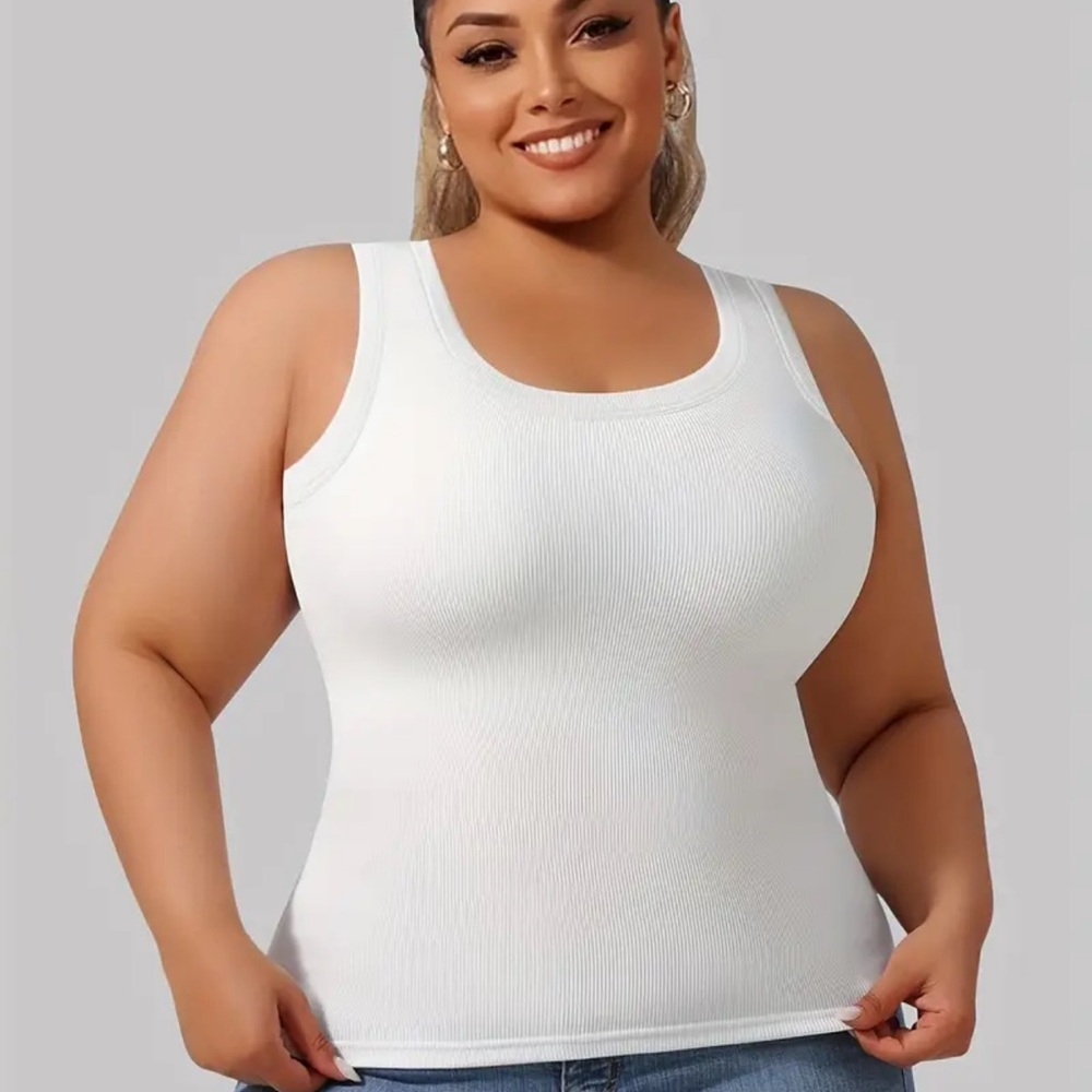 White Ribbed Tank Top
